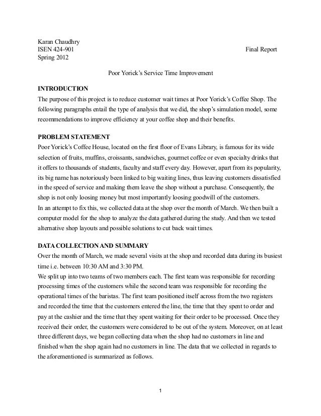 Coffee house project report Coffee house project report